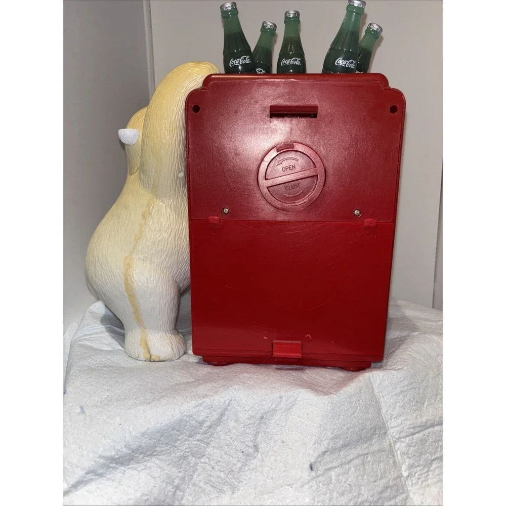 VINTAGE COCA COLA BANK / ALARM CLOCK WITH CLIMBING POLAR BEAR (WORKS GREAT!)